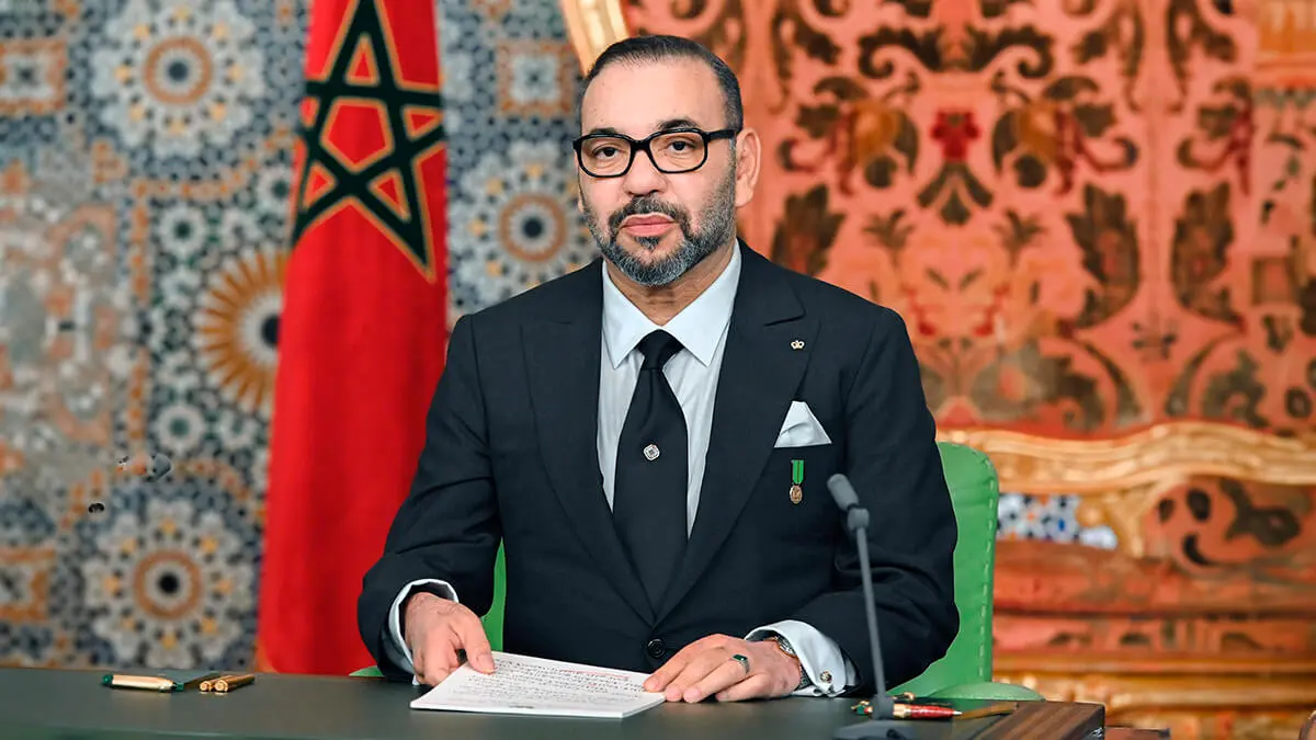 El Rey Mohammed VI dirige un discurso al anción con ocasión del 46º aniversario de la Marcha Verde - PHOTO/MAP