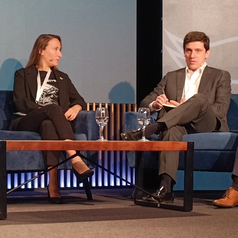 Tres características definen el New Space español: agilidad, adaptabilidad y dificultad para acceder al capital privado, resume Sara Correyero (Ienai), junto a Francisco Vilhena da Cunha, responsable del operador portugués Geosat - PHOTO/JPons