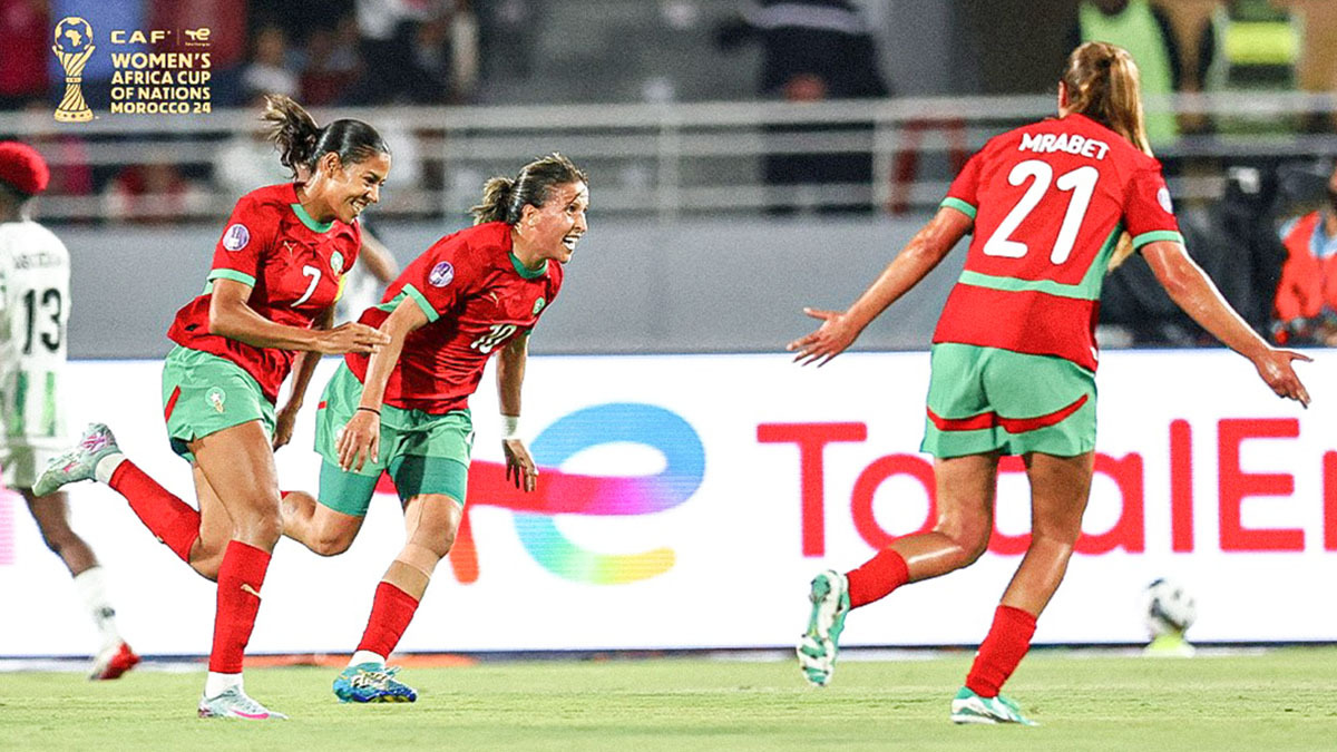 Ghizlane Chebbak, jugadora de la selección de Marruecos, celebrando el primer tanto de la final - PHOTO/WAFCON