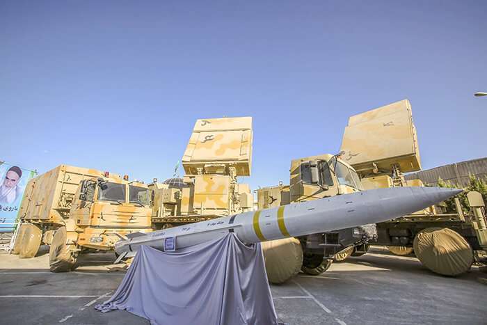 El sistema de misiles de defensa aérea Bavar-373, fabricado en Irán, en una ceremonia de presentación por el presidente Hassan Rouhani, Irán, el jueves 22 de agosto de 2019.