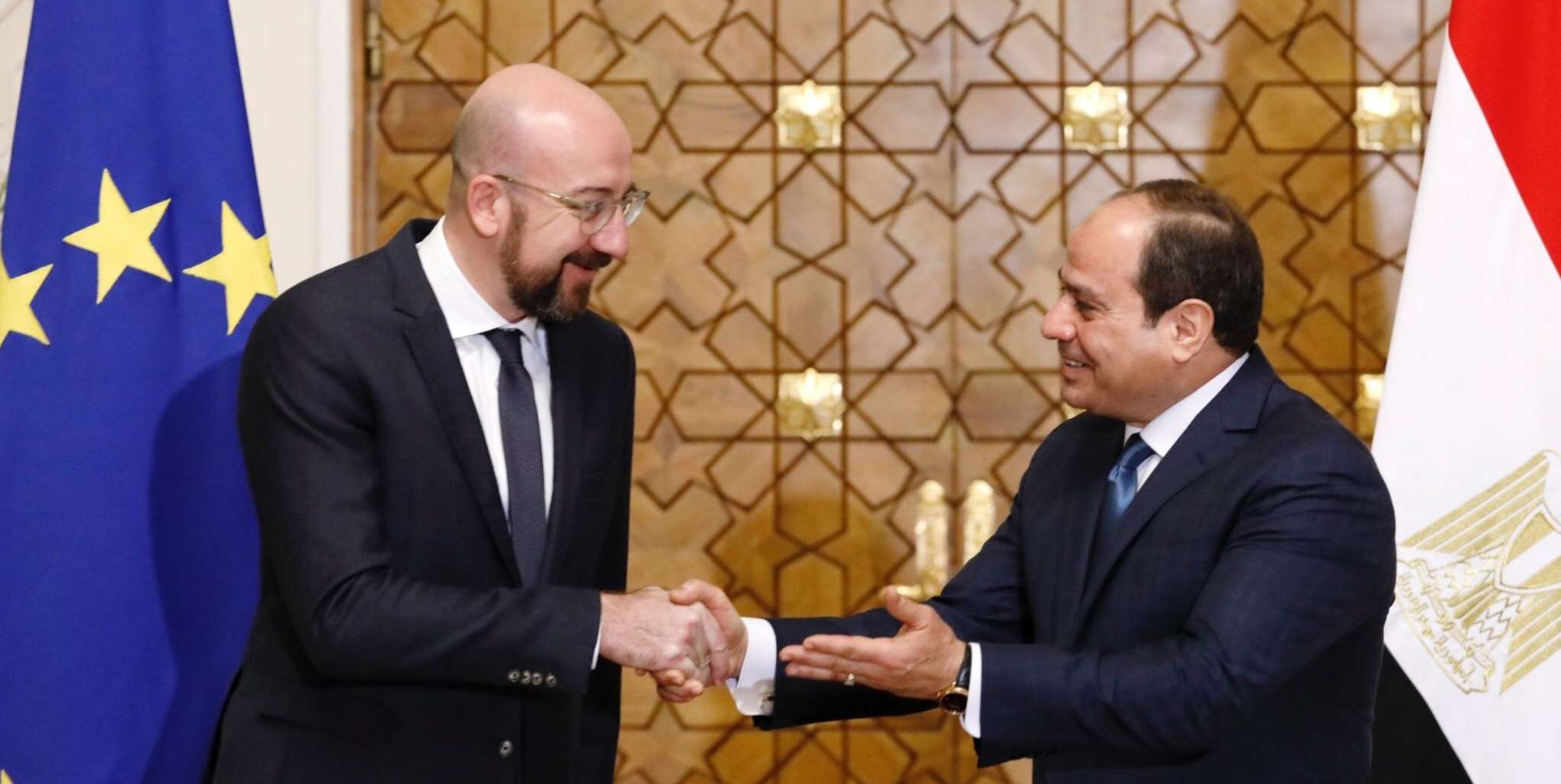 El presidente de Egipto, Abdelfatah Al Sisi, y el presidente del Consejo Europeo, George Michel