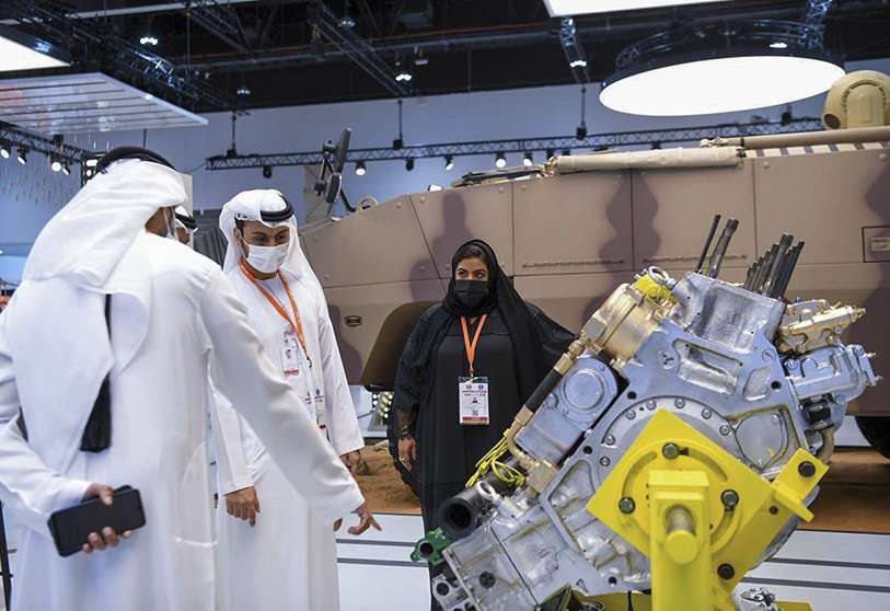 PHOTO/WAM - El pabellón de Emiratos agrupa a 144 empresas del país, de las que 26 están directamente relacionados con la defensa y la seguridad. Le siguen en importancia los de Estados Unidos, Arabia Saudita, China y Francia, a los que se suman los de Austria, Italia, Bélgica y España.