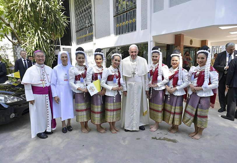 El Papa Francisco visita la Nunciatura Apostólica en Bangkok, Tailandia, el 20 de noviembre de 2019.