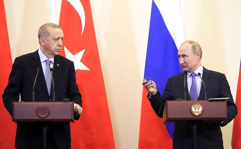 El presidente turco Recep Tayyip Erdogan y el ruso, Vladimir Putin