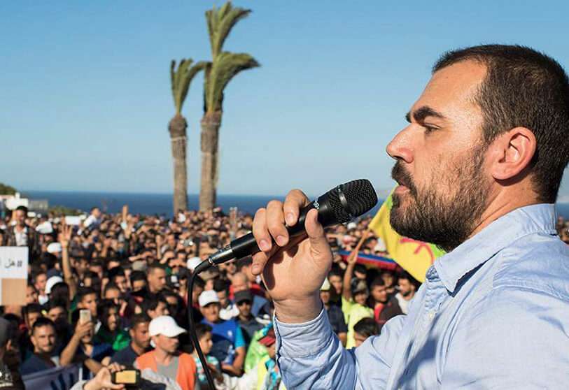 Naser Zafzafi, el líder de las protestas rifeñas, durante un discurso el pasado 18 de mayo en Alhucemas.