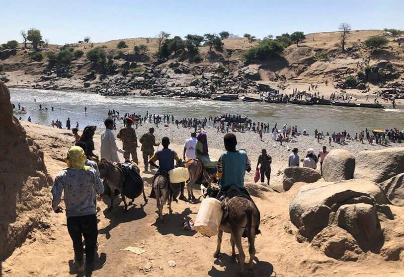 PHOTO/JASON RIZZO/MSF - El paso fronterizo de Hamadayet, donde los refugiados de Etiopía cruzan el río hacia Sudán