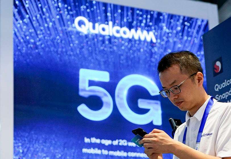 Carteles de Qualcomm y 5G en el Mobile World Congress (MWC) en Shanghái, China el 28 de junio de 2019 REUTERS/ALY SONG