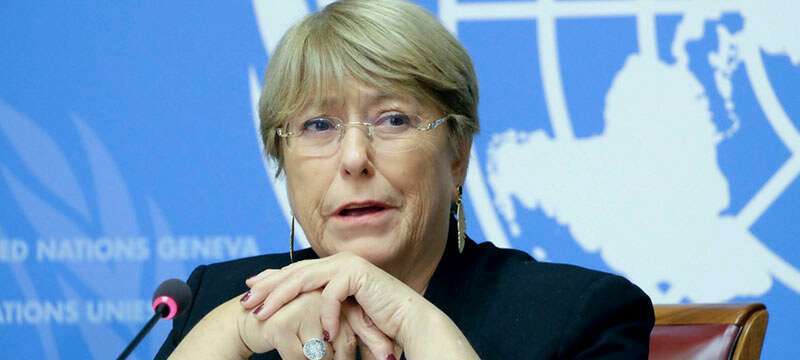 Noticias ONU/Daniel Johnson - La Alta Comisionada de las Naciones Unidas para los Derechos Humanos, Michelle Bachelet, durante su encuentro con los medios de comunicación en Ginebra. (4 de septiembre de 2019)