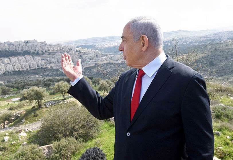 El primer ministro de Israel, Benjamin Netanyahu, en el asentamiento israelí de Har Homa