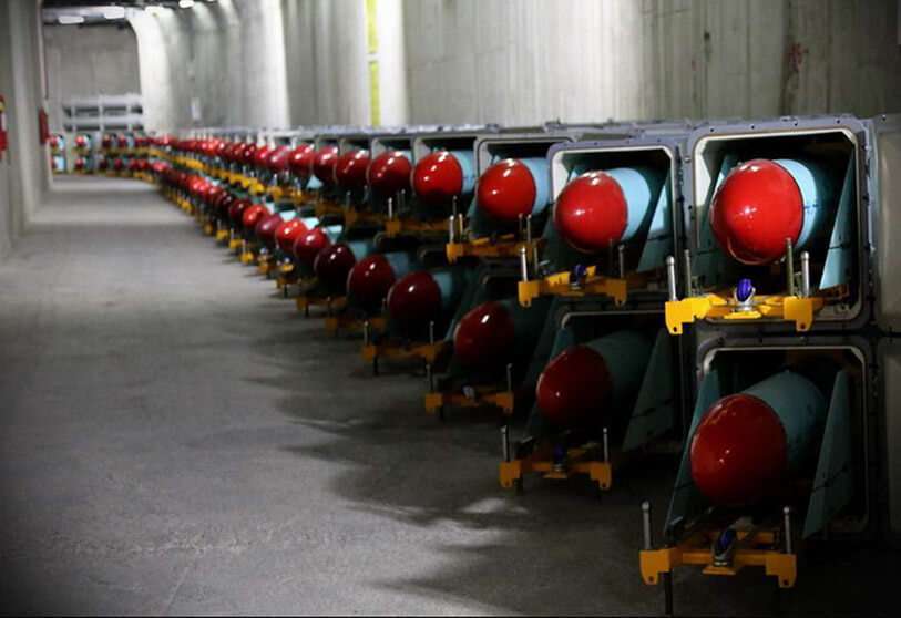 Misiles en una instalación de almacenamiento subterráneo en un lugar no revelado, Irán PHOTO/AP