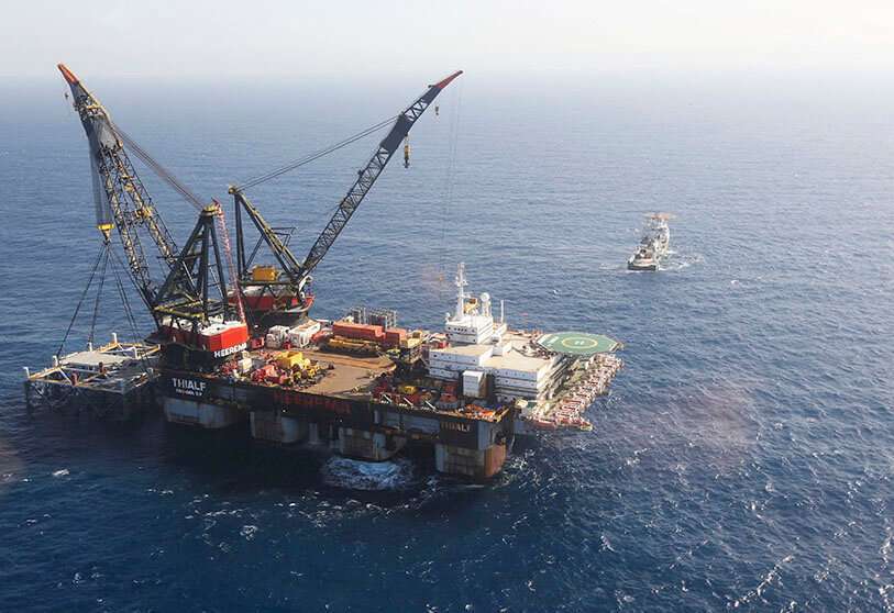 Campo de gas natural Leviathan, en el Mar Mediterráneo, frente a la costa de Haifa, Israel