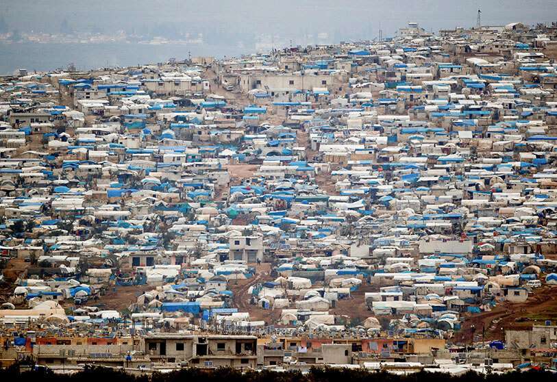Campamento de desplazados internos de Atma, cerca de la frontera turca