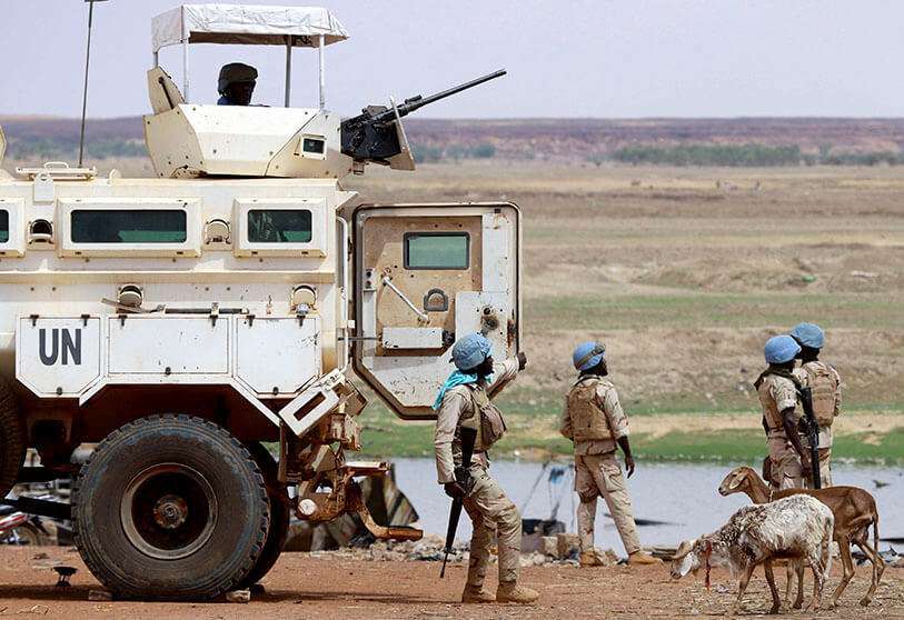 Soldados senegaleses de la misión de mantenimiento de la paz de la ONU en Mali (Minusma) en las calles de Gao