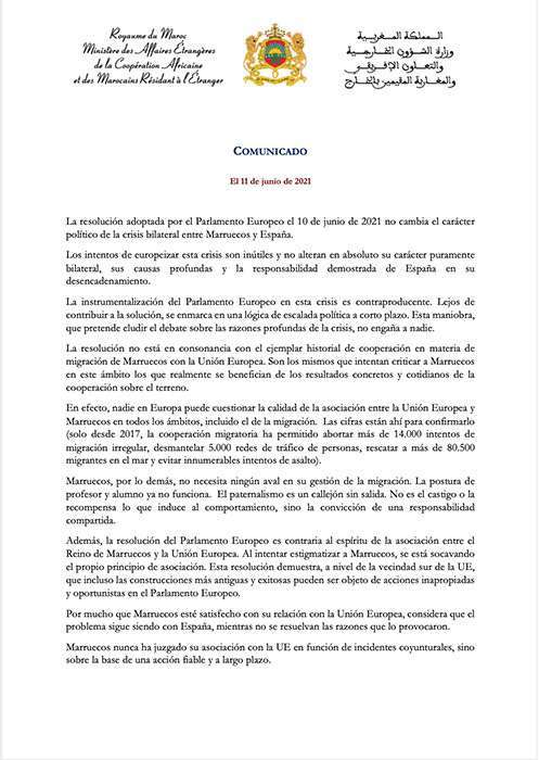 Atalayar_Comunicado Marruecos