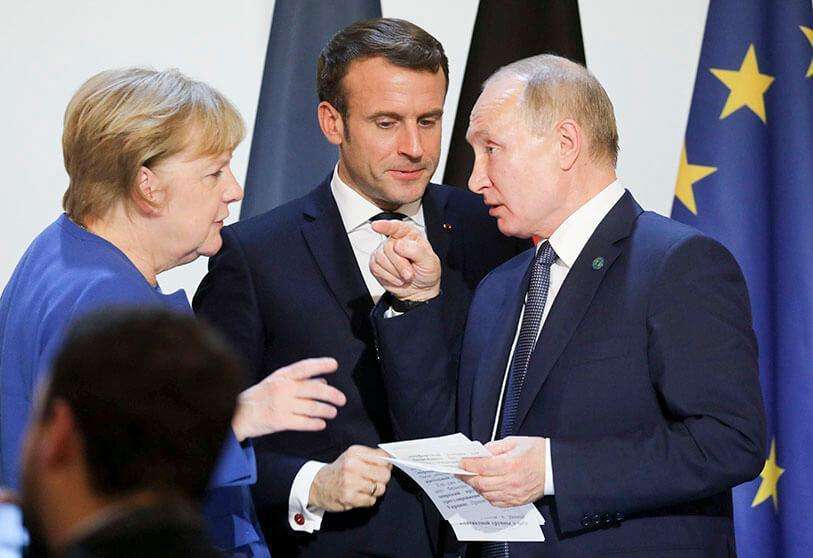 Merkel, Macron, Putin
