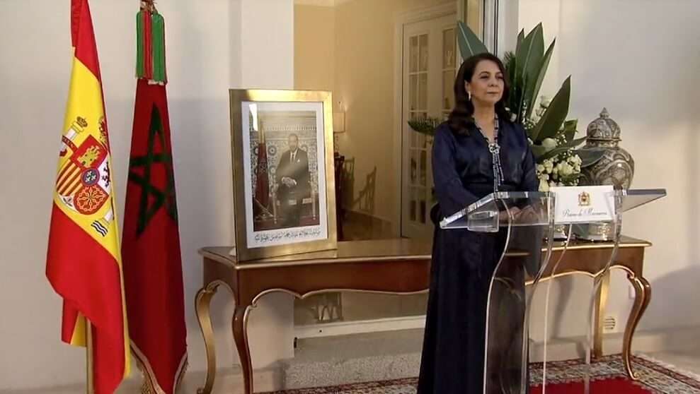 Excma. Sra. Embajadora de Marruecos en España, Karima Benyaich durante la celebración del Día del Trono en julio de 2020