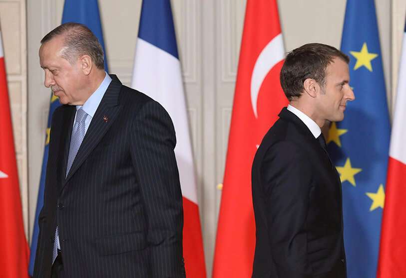 El presidente francés Emmanuel Macron y el presidente turco Recep Tayyip Erdogan AFP/ LUDOVIC MARIN