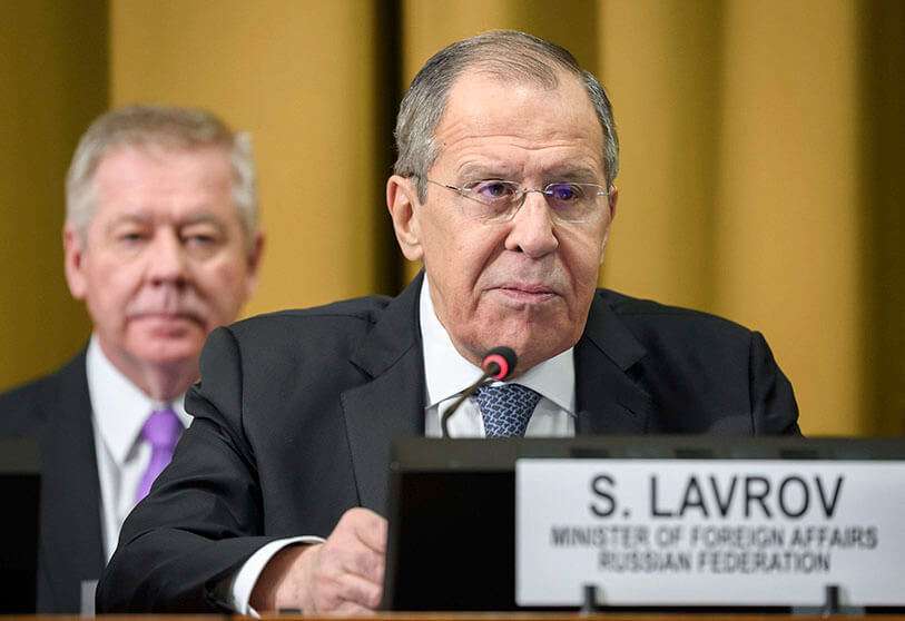 El ministro de Relaciones Exteriores de Rusia, Sergei Lavrov, en la Conferencia de Desarme de las Naciones Unidas, el 25 de febrero de 2020 en Ginebra