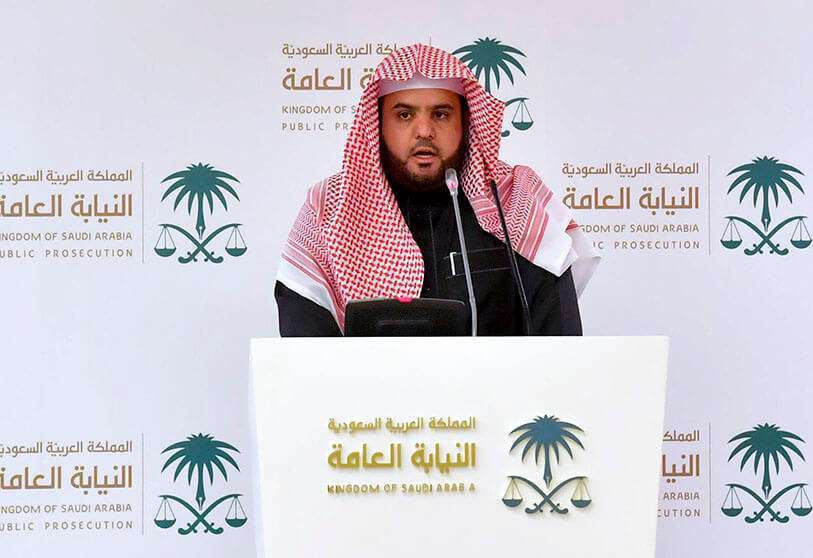 El portavoz de la Fiscalía saudí, Shalan al-Shaalan, durante una conferencia de prensa