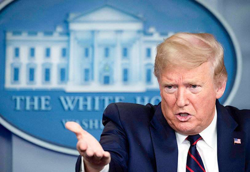 El presidente de Estados Unidos, Donald Trump, durante la sesión informativa diaria sobre el coronavirus, el 27 de marzo de 2020
