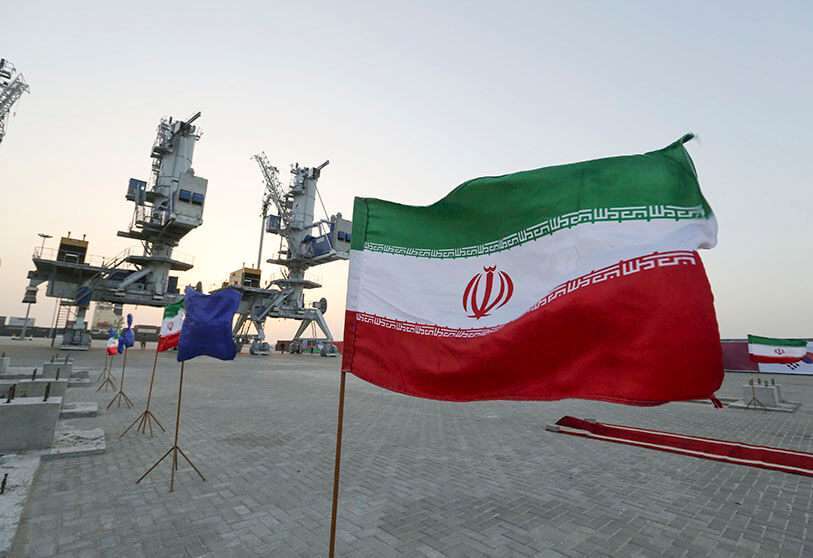 Ceremonia de inauguración de nuevos equipos e infraestructuras el 25 de febrero de 2019 en el puerto de Shahid Beheshti, en la ciudad costera iraní de Chabahar