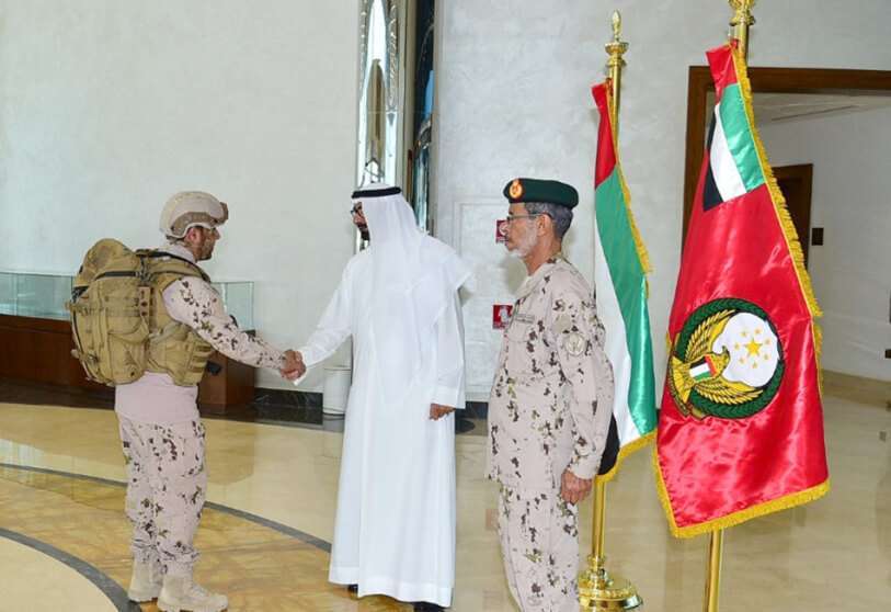 Los miembros de las Fuerzas Armadas de EAU regresan desde Yemen después de liberar a Adén