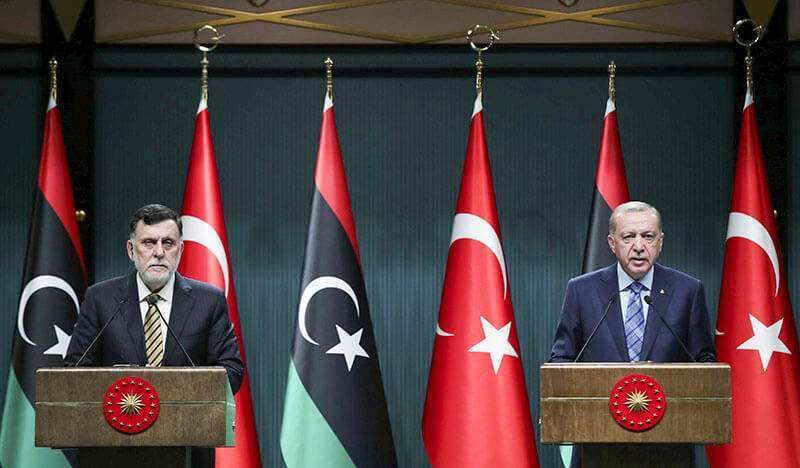 El presidente de Turquía, Recep Tayyip Erdogan, y el primer ministro del GNA, Fayez Sarraj, en Ankara, el 4 de junio de 2020