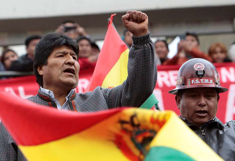 El presidente boliviano Evo Morales durante un mitin en La Paz, Bolivia, el 5 de noviembre de 2019