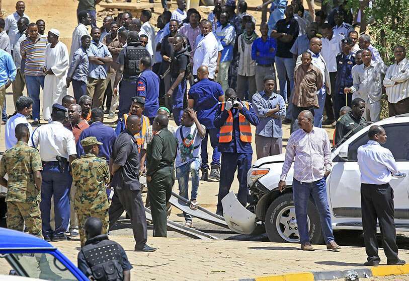 El lugar de un intento de asesinato contra el primer ministro de Sudán, Abdalla Hamdok, que sobrevivió ileso en la capital Jartum el 9 de marzo de 2020
