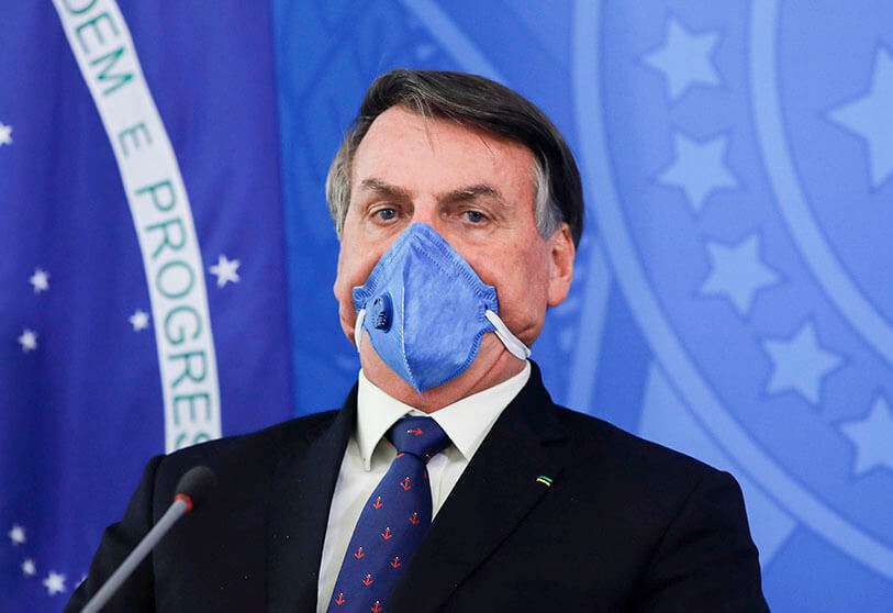 El presidente de Brasil, Jair Bolsonaro, durante una conferencia de prensa sobre la pandemia de coronavirus en el Palacio del Planalto en Brasilia, Brasil, el 20 de marzo de 2020