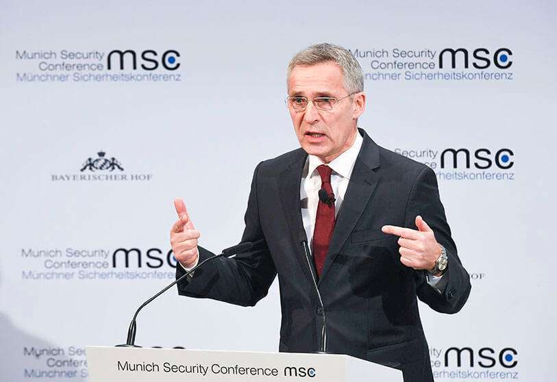 El secretario general de la OTAN Jens Stoltenberg, en la 56ª Conferencia de Seguridad de Múnich. El noruego ha expresado su solidaridad con Ankara