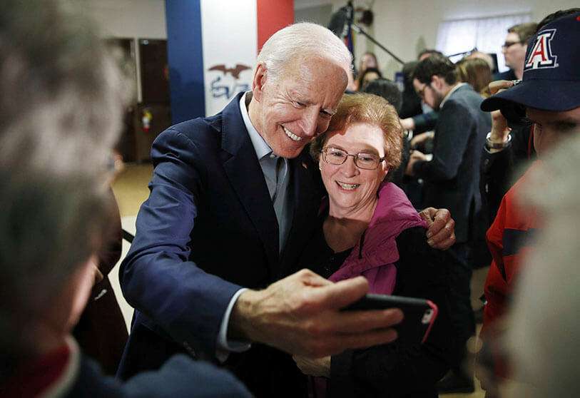 Biden, durante un evento de campaña sobre política exterior en un puesto de la VFW en Osage, Iowa