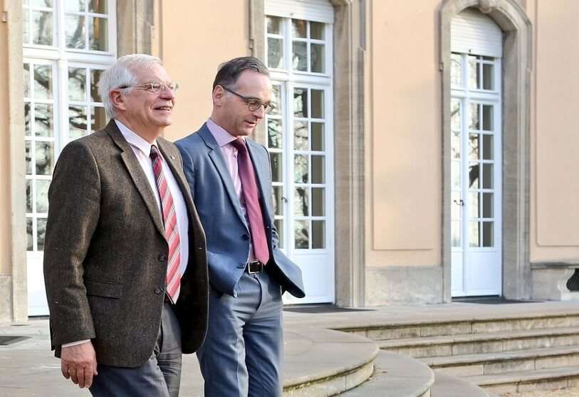 Josep Borrell, alto representante de la Unión Europea para Política Exterior y de Seguridad Común, y Heiko Maas, ministro alemán de Asuntos Exteriores, durante una reunión bilateral en Berlín, el 27 de enero de 2020
