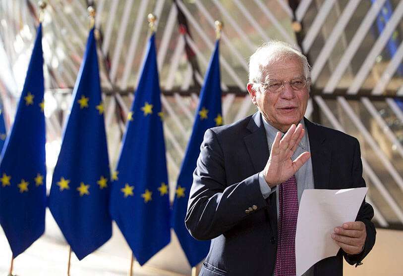 El alto representante de la UE para Asuntos Exteriores y Política de Seguridad, Josep Borrell, a su llegada a la reunión en Bruselas, el 13 de julio de 2020