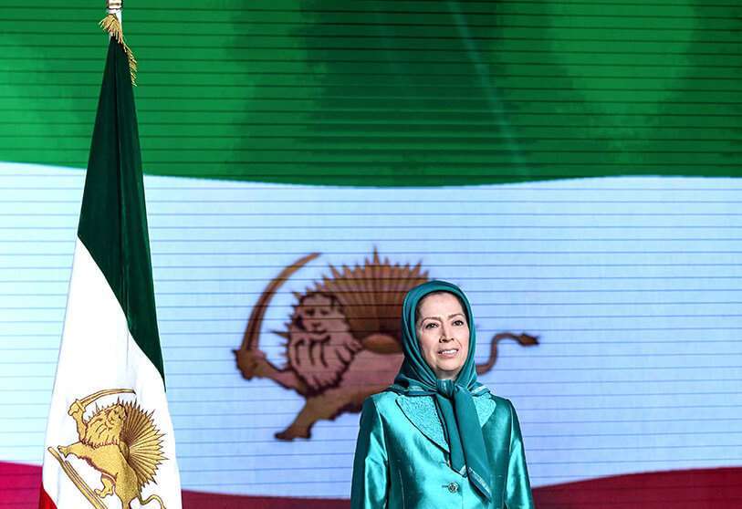 Maryam Rajavi en el campo de Ashraf-3, una base de la Organización del Pueblo Mojahedin de Irán (MEK) en la ciudad albanesa de Manza, el 13 de julio de 2019
