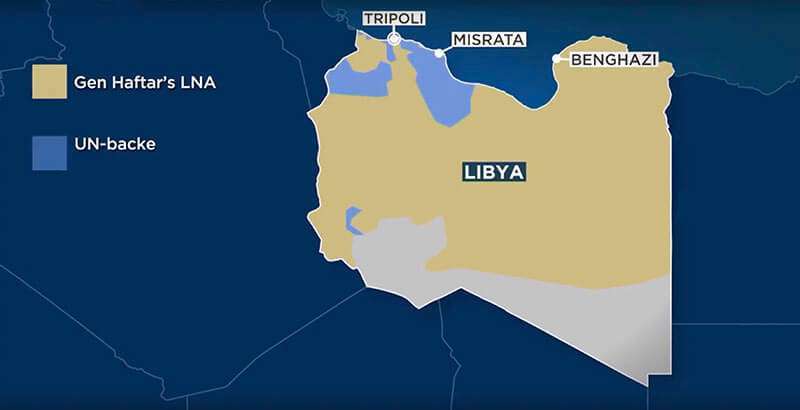 Atalayar_Libia_Reportaje_Mapa de los bandos_Haftar y Sarraj