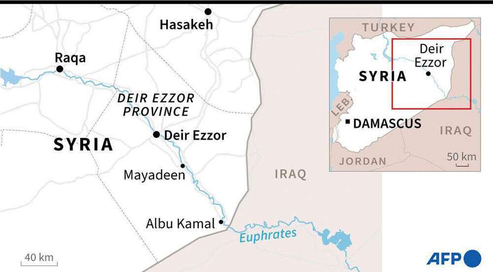 Mapa que muestra Deir Ezzor, en el este de Siria
