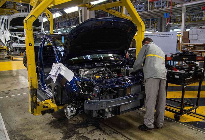 Línea de montaje de automóviles en la planta de montaje de automóviles Renault-Nissan Tanger en Melloussa, al este de la ciudad portuaria de Tánger AFP/FADEL SENNA
