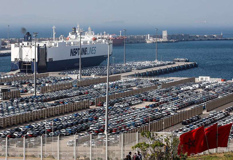 Vehiculos en la terminal I del puerto Tanger Med PHOTO/AFP