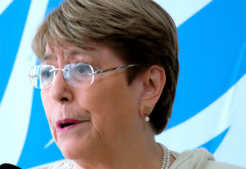 Michelle Bachelet, Alta Comisionada de la ONU para los Derechos Humanos, durante la presentación del informe