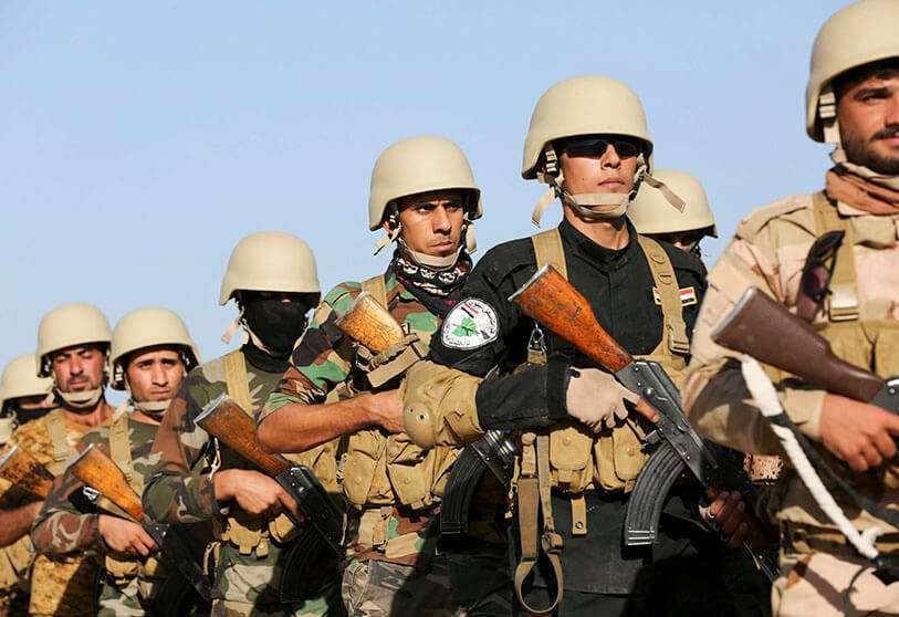 Los combatientes del Shabak se entrenan antes de la próxima batalla para recapturar a Mosul en la provincia de Diyala, Irak, el 19 de septiembre de 2016