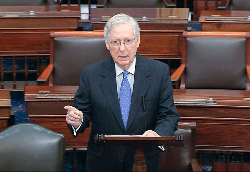 El líder de la mayoría del Senado, Mitch McConnell, en una sesión de la institución que preside