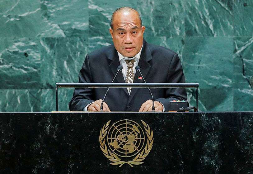 El presidente de Kiribati, Taneti Maamau, se dirige a la 74ª sesión de la Asamblea General de Naciones Unidas en la sede de la ONU en la ciudad de Nueva York, EEUU, el 25 de septiembre de 2019