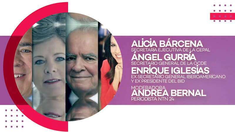 Panel de ponentes de la conferencia virtual del CAF para abordar los principales desafíos socioeconómicos que enfrenta la región