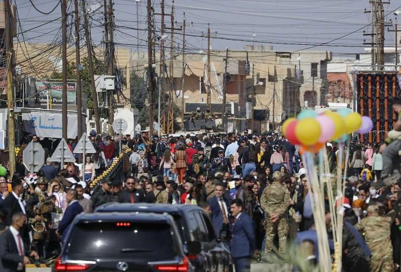 El papa Francisco llegando a Qaraqosh, Irak