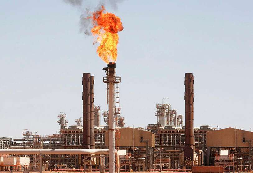 Una vista general de la planta de gas de Tiguentourine en In Amenas, al sureste de Argel