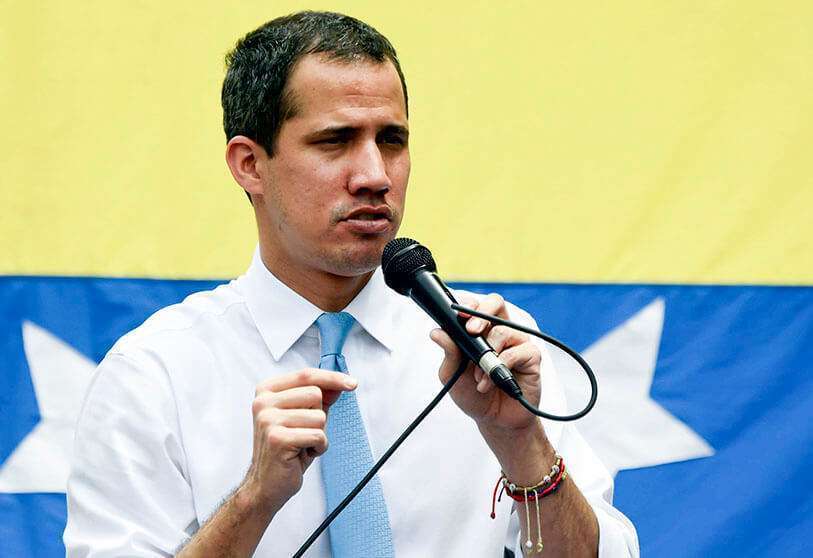 El presidente de la Asamblea Nacional de Venezuela y presidente interino Juan Guaido