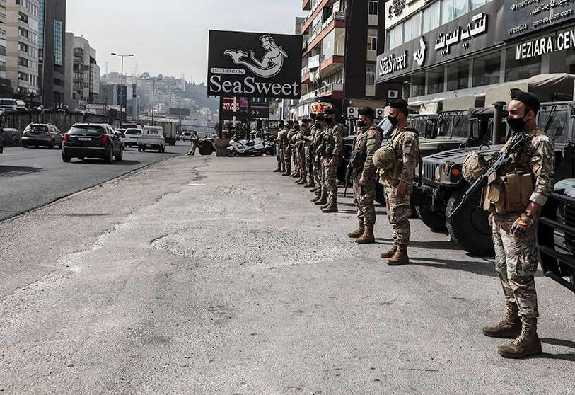 Soldados del Ejército libanés desplegados en Zouk, Líbano, el 10 de marzo de 2021