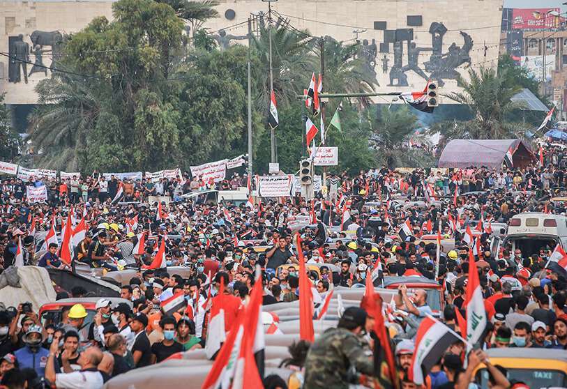 Manifestantes se reúnen en la Plaza Tahrir durante una protesta antigubernamental