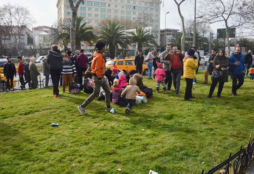 Refugiados sirios en Pazarkule-Kastaníes (Turquía)